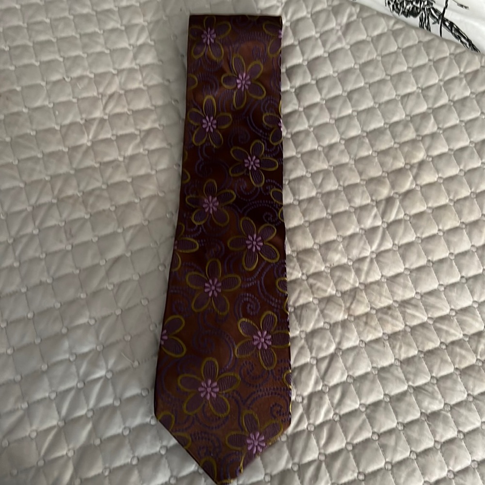 Ted Baker London brown flowered pattern tie